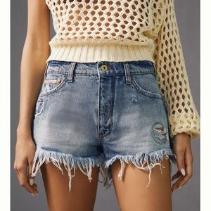 NWT Anthropologie Pilcro Indigo Blue Little Shortie Shorts Denim Jeans Size 28